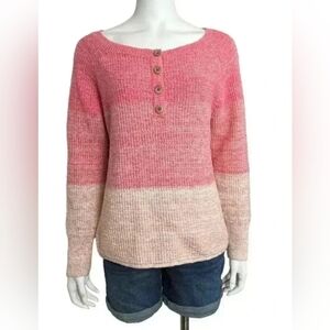 Sundance Pink Ombre Avedon Henley Sweater Size Small